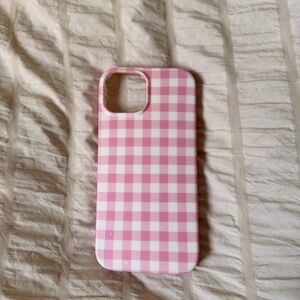 Pink Checkered iPhone 15 Case